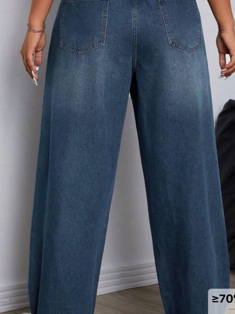 Curve Blue Star-Print Wide Leg Jeans - Picture 4 of 6